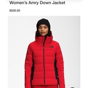 $500 The North Face Amry 700 Down Puffer Jacket Womens XL Red‎ Black NF0A5G9K